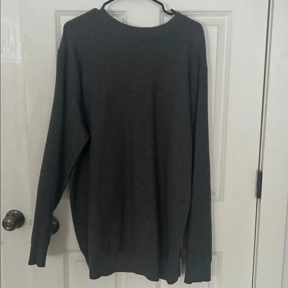 Lucky Brand Men's V-Neck Sweater - Dark Gray long knit shirt